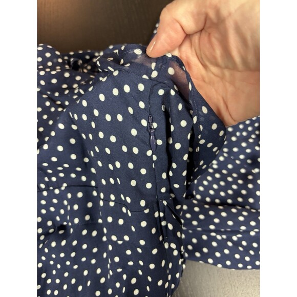Rixo Maxi Florida Dress Bohemia Dots Navy Blue White Polka Dots 14 Short Sleeve - Picture 10 of 11